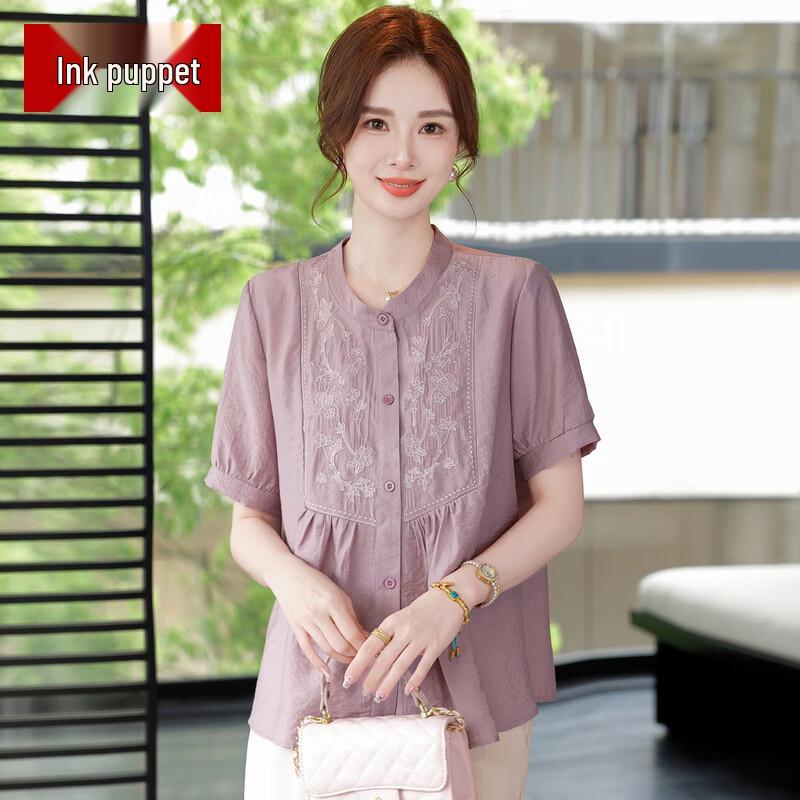 

Стильная цветочная блузка с коротким рукавом от Momo Mom 4XL