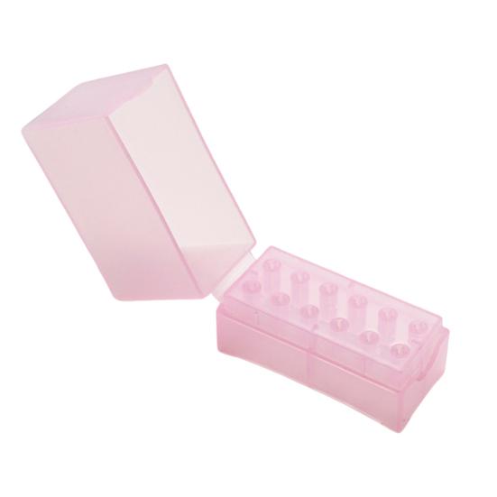 

Коробка для бит с 12 отверстиями, большая емкость, пряжка, пыле-влагостойкая, маникюрный инструмент, шлифовальная головка, дисплей для хранения бит, ящик для хранения горячий розовый