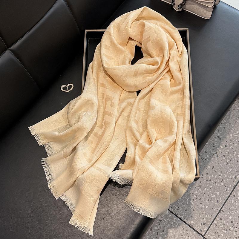 Spring And Summer Long Silk Scarves, High-End Versatile Tencel Cotton Scarves, Air-Conditioned Rooms, Neck Pads, Shawls, Travel Outfits