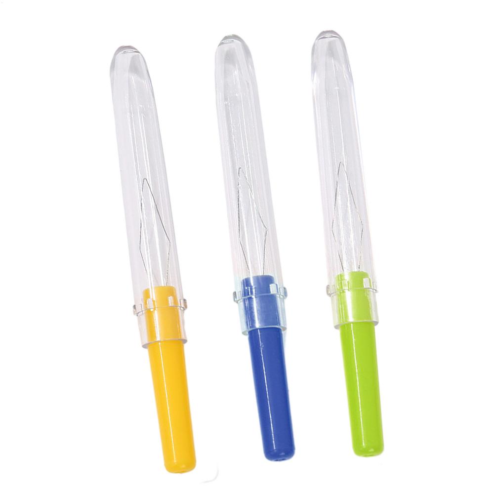 3PCS Needle Threader with Cover Automatic Small Threader Tool Plastic Needle Changer Portable Sewing handmade Accessories