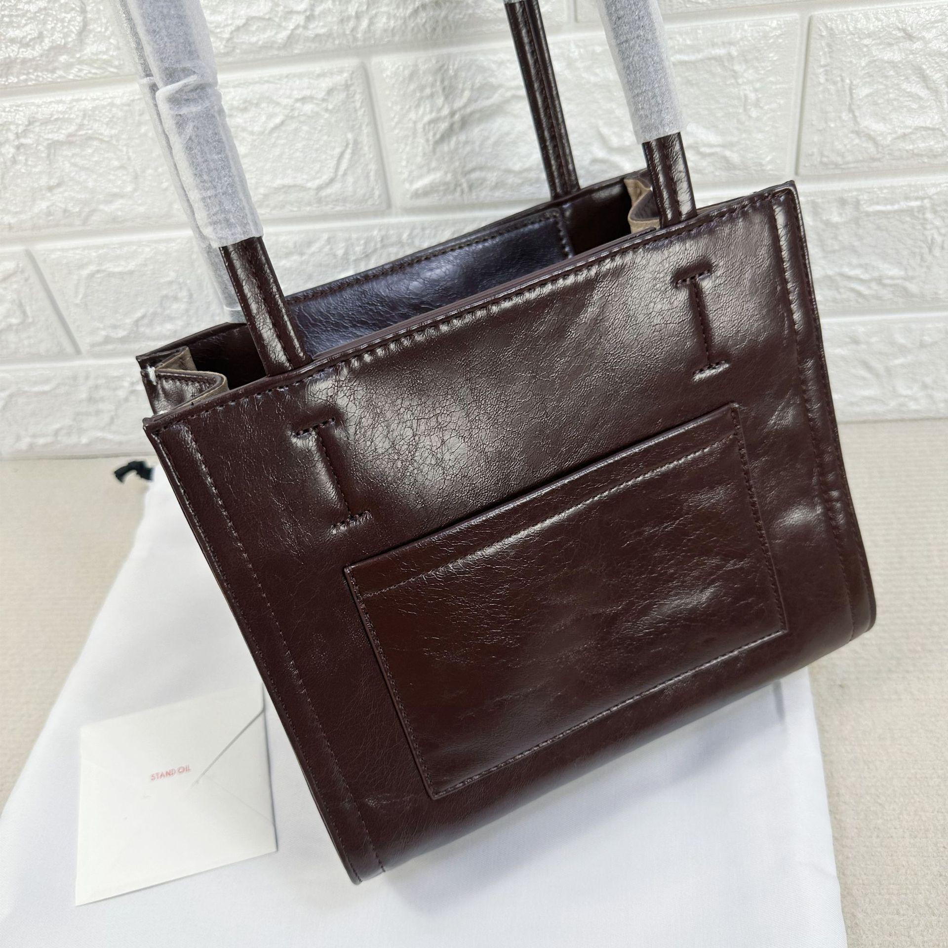 

STAND OIL Сумка-тоут для носіння під пахвою, стійка до проколів голкою: Стиль Хо Юн-джин, Універсальна Модна Жіноча Сумка Великої Місткості. коричневий/червоний