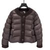 Womens Lightweight Down Jacket Short Puffer Coat With Round Neck Snap Front Buttons Warm Winter Outerwear