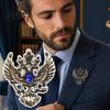 Decorative Brooch Eagle Metal Pin, Double-Headed Design Lapel Solid Anti-Oxidation Strong Buckle Badge for Coats Shirts Bags Accessories
