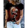 Summer Fashionable Round Neck Short Sleeved T-shirt Comfortable Breathable Creative Portrait 3d Printed Loose Women's Commuter Versatile T-shirt