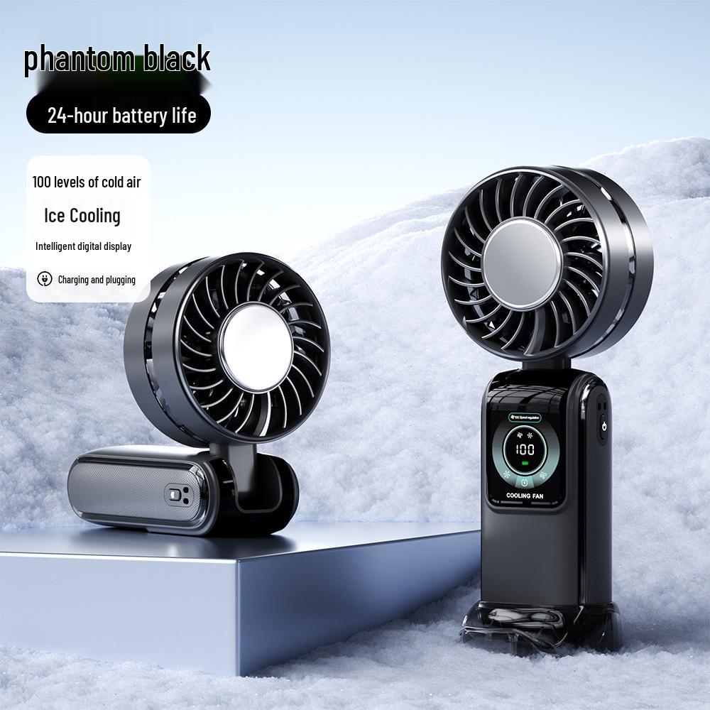 2026 Mini Handheld Fan: Portable, Folding, Neck-Worn with Digital Display & Semiconductor Cooling.