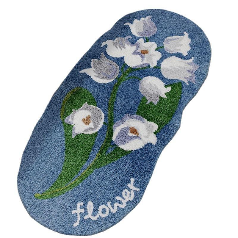 Koberec Kobereček k posteli Koberec do ložnice Podložka na podlahu Konvalinka Květinový tvar Podložka na nohy Styl Podlahová krytina Dlouhý pruh Koberec z imitace kašmíru