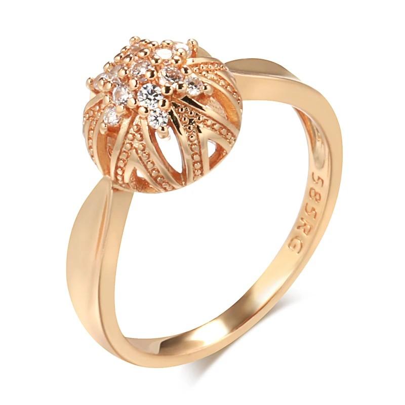 

Unique Rose Gold Color Crystal Flower Ring For Women Luxury Natural Zircon Accessories Ethnic Vintage Daily Jewelry 10