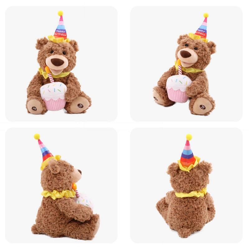 Singing Bear Plush Toy, Cute Stuffed Animal for Baby, Kids, Birthday Gift