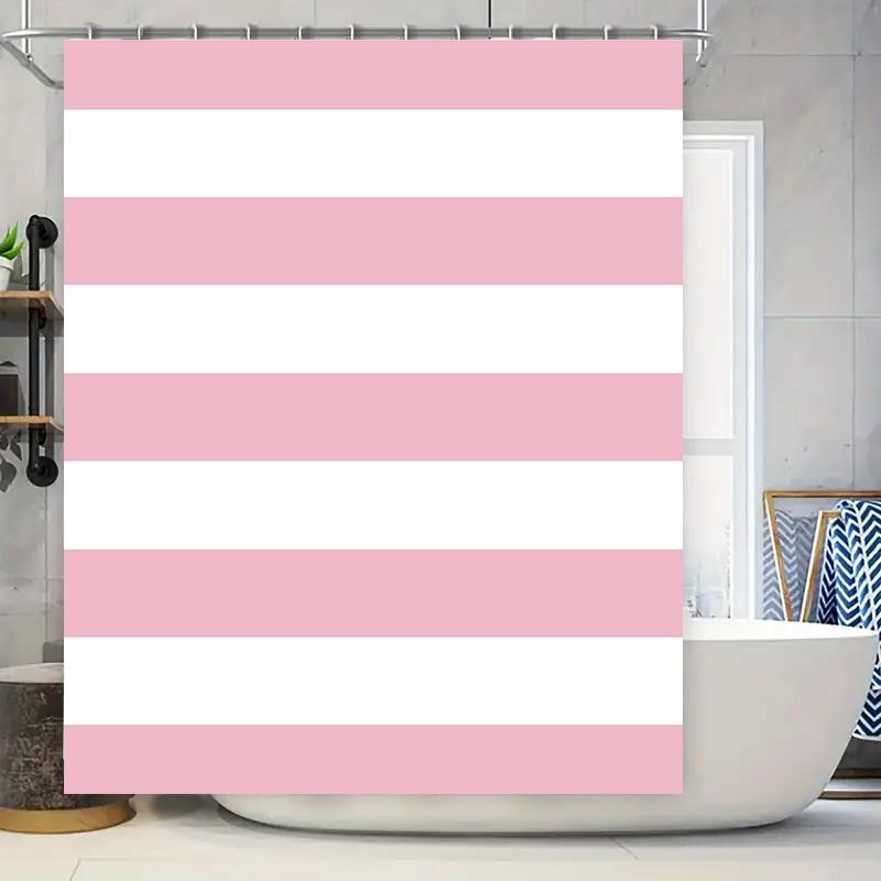 

Pink Bath Shower Curtain Waterproof Bathroom Decor Striped Solid Colors Washable For Home Decoration Size: 180X240Cm (70 X 94) A W60H190(CM)-1 Pcs
