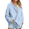 Women European Style Casual Loose Button V Neck Long Sleeve Pullover Sweatshirt