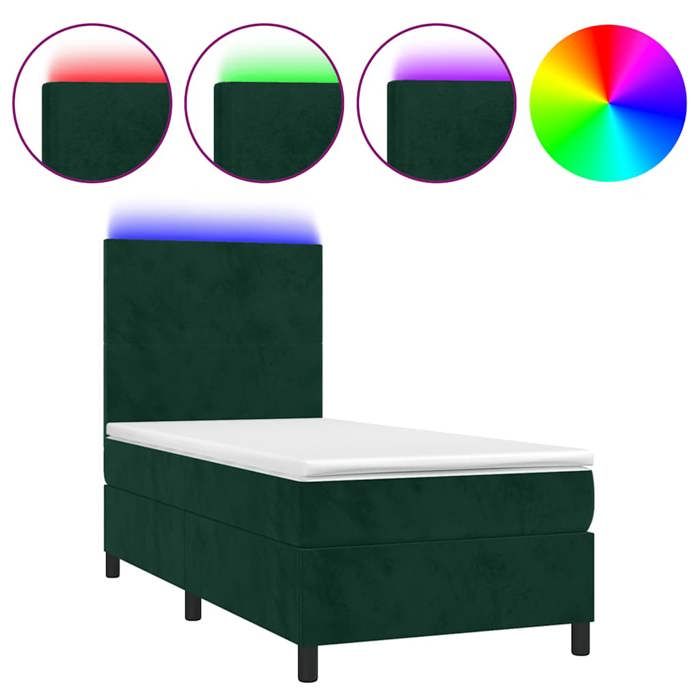 Maison Exclusive - Sommier à lattes de lit avec matelas LED Vert foncé 100x200 cm