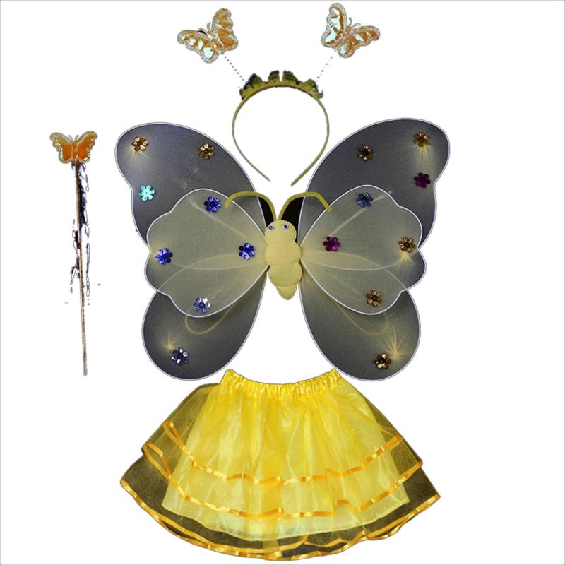 3pcs/set Children Butterfly Wings Costume Props Gauze Wings Skirt Suit