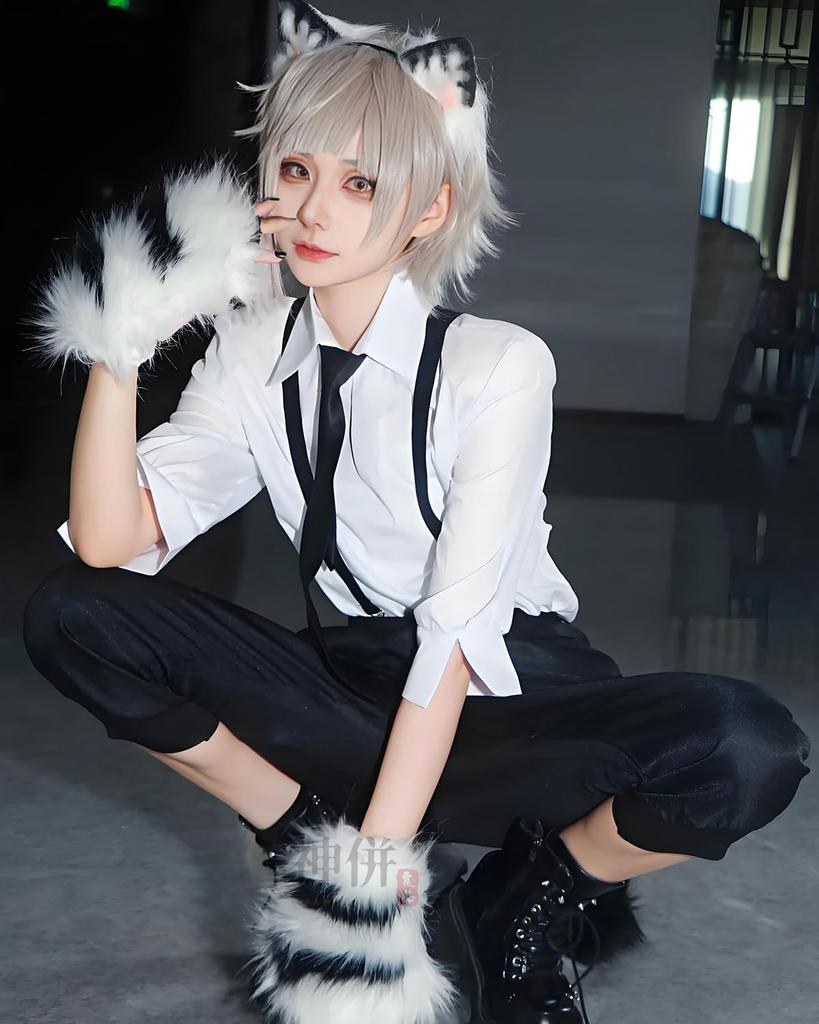 Nakajima Atsushi Cosplay Costume with Wig Moonlight Beast Stray Adult Size Perfect for Fancy Cultural and Stage Performances Nakajima Atsushi cosplay