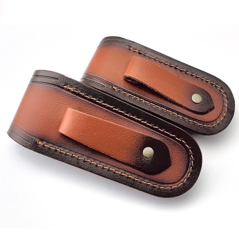2 tamanhos com fivela de latão, couro bovino genuíno, couro bovino de grão superior, faca dobrável, canivetes suíços, alicate, bainha, capa para bainha, bolsa de armazenamento