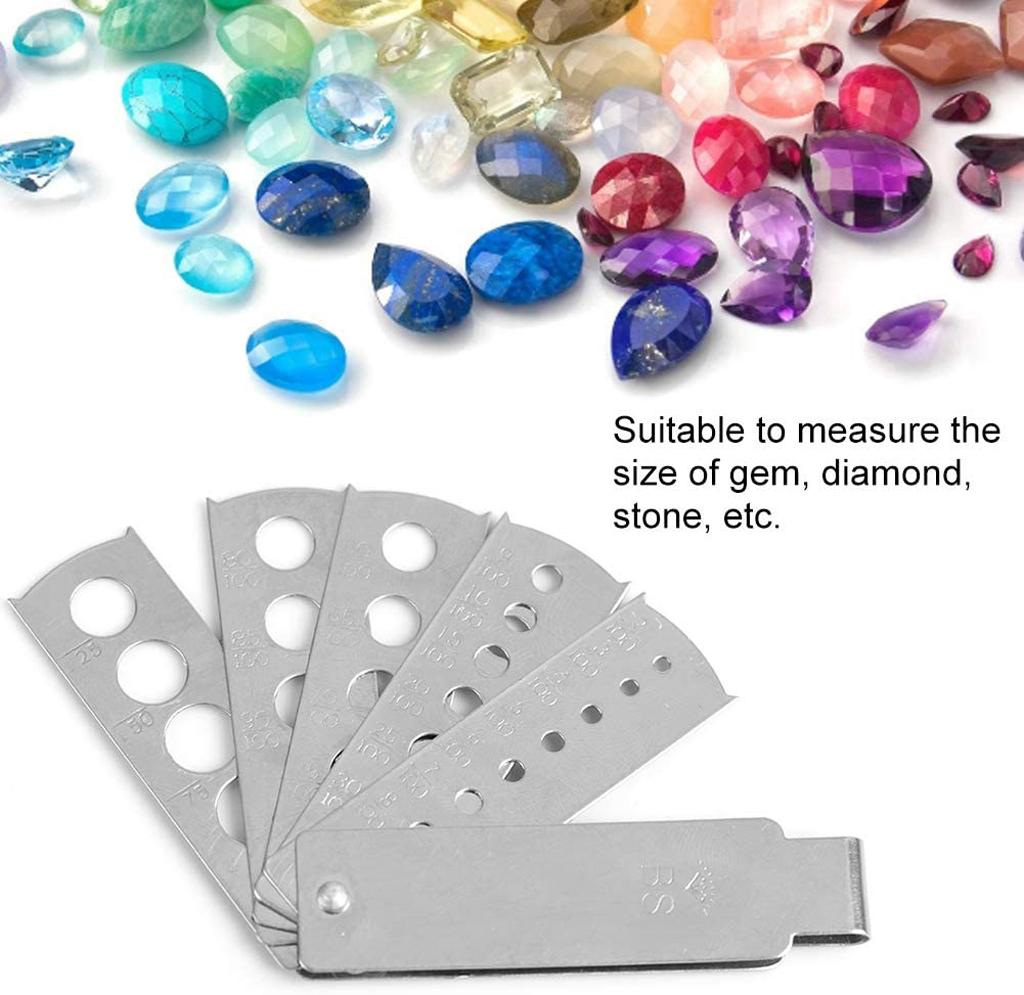 Jewellers Tools Diamond Gemstone Fan Measuring Tool Round Gem Gauge Multipurpose for Stone Jewelry Measuring Tool