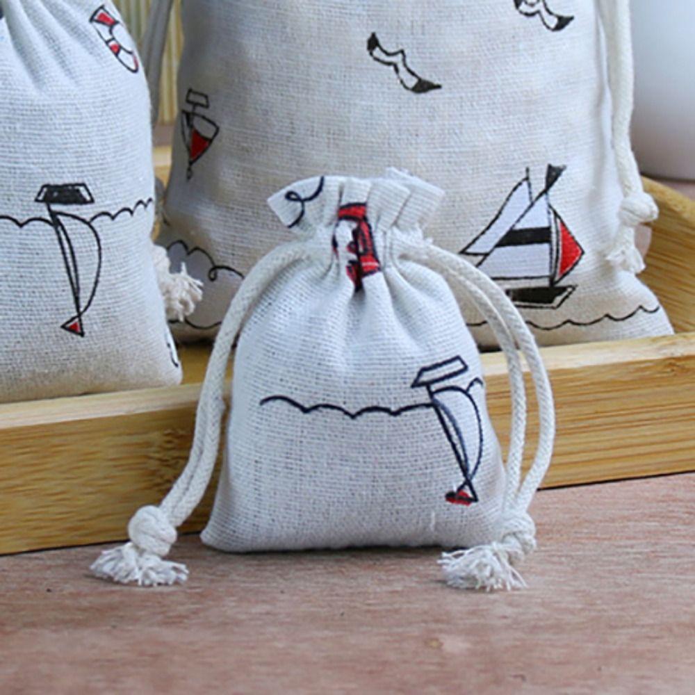 20pcs Cartoon Jewelry Storage Bag Handbag Packaging Coin Purse Drawstring Linen Pouch  Gift Bag