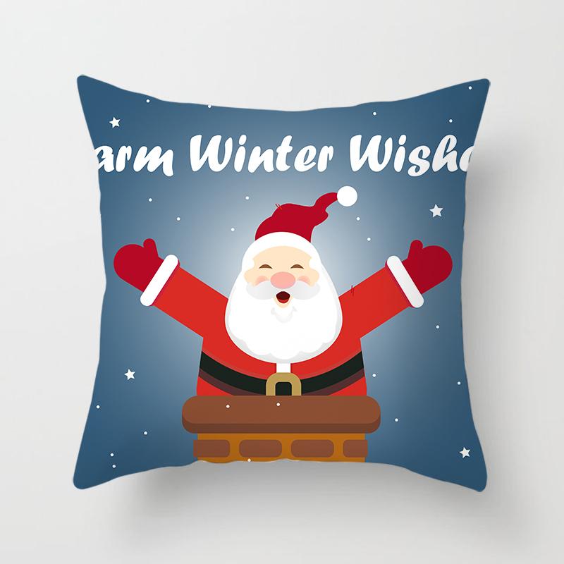 Cartoon Santa Claus Pillowcase Sofa Kids Room Decoration Merry Christmas Cushion Cover