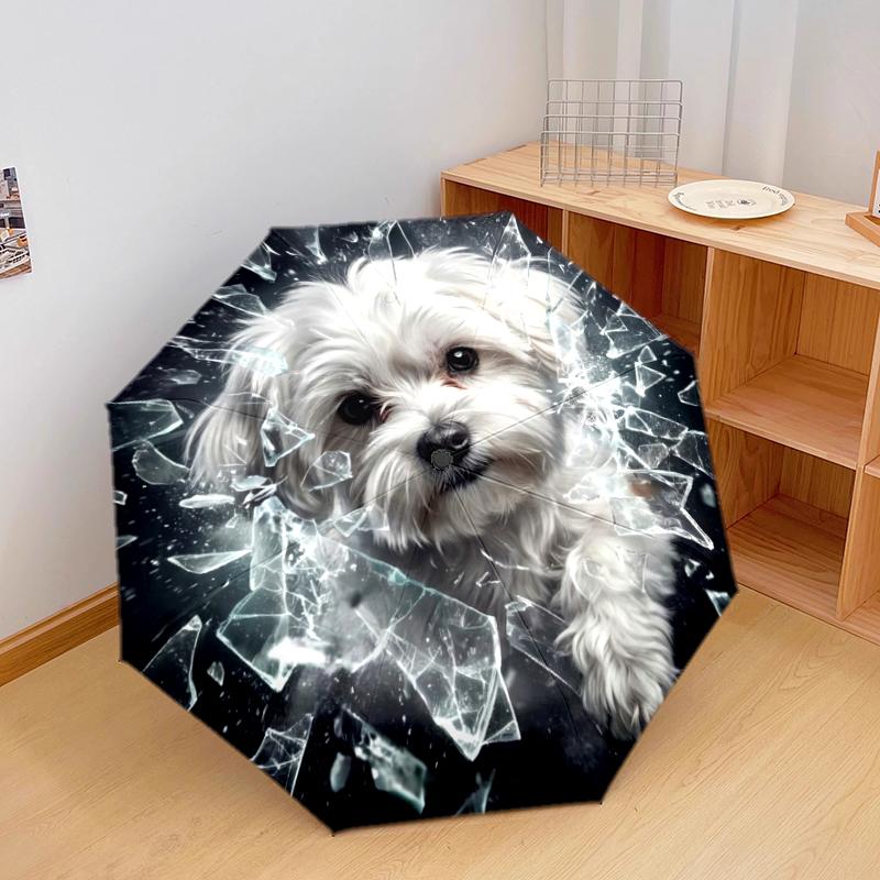 1 PC Automatic Folding Umbrella - Cute Pet Puppy Pattern, Portable & Foldable Design with 8 Ribs, Christmas Birthday Gifts