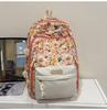Large Student Capacity Backpack With Bear And Flower Print Design For Daily