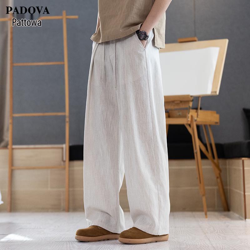 

Patova Men s Retro Linen Casual Straight Trousers M