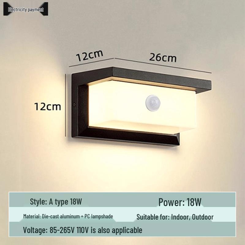 Waterproof Minimalist LED Wall Light with Smart Sensor for Outdoor Use