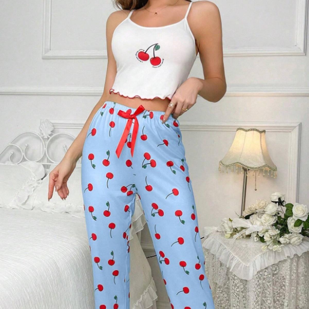 Сексуальный пижамный костюм из молочного шелка, простые повседневные брюки с принтом, домашний костюм для женщин S