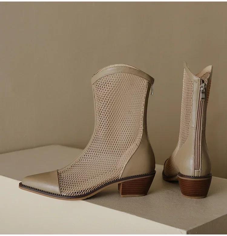 

Fashion Sandalias De Malla Para Mujer, Zapatos De Tacón Medio, Sexys, Ahuecados, Punta Puntiaguda, Albaricoque, Negro, Alta Calidad 40