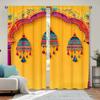 2PcsRetro patterned pendant print curtains,suitable for bedroom,living room kitchen decoration,home decoration,window decoration