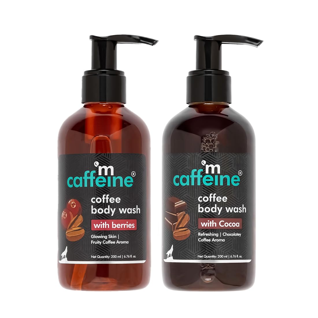 

mCaffeine Coffee & Cocoa Body Wash Combo Pack for Men & Women 200ml X Pack of 2 with Refreshing Fruity Aroma (Berries & Cocoa)