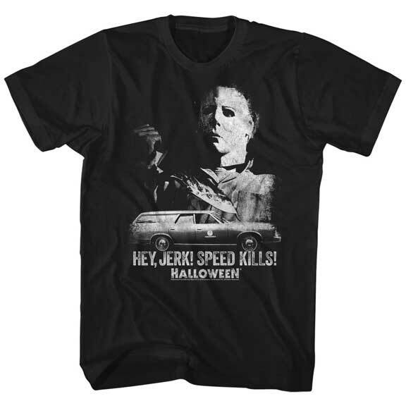 Halloween Horror Movie Michael Myers Knife Hey Jerk Speed Kills Men T Shirt L