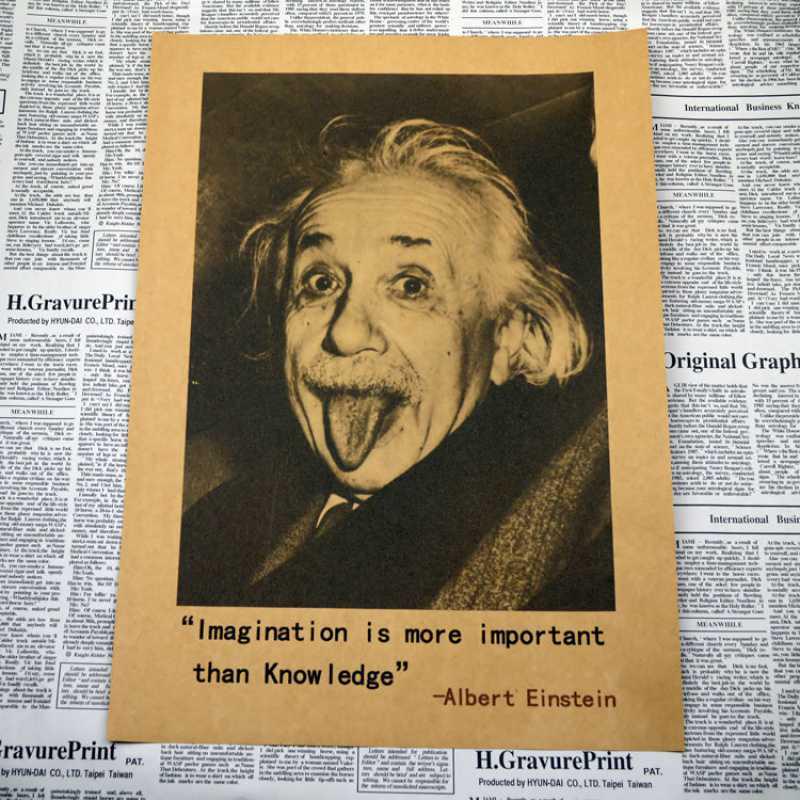 

Free Shipping Einstein Inspirational Retro Kraft Paper Poster for Bar or Dorm Decor White card paper (non-adhesive) 30x42 cm