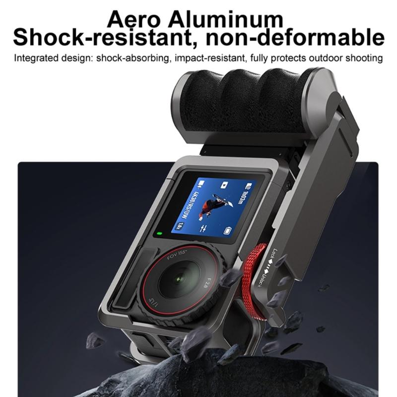 Aluminum Alloy Camera Handle with Rapid Detach Mechanism for Action 5Pro/4/3 Cameras Cold Shoe Mounts Ergonomic Design