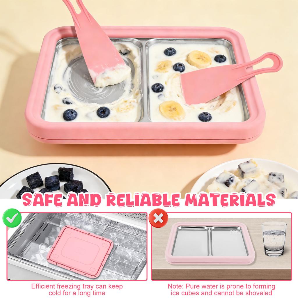 Rolled Ice Cream Maker Cold Sweet Fried Ice Pan DIY Household Frozen Yogurt Maker for Homemade Stir Fry Ice Tray