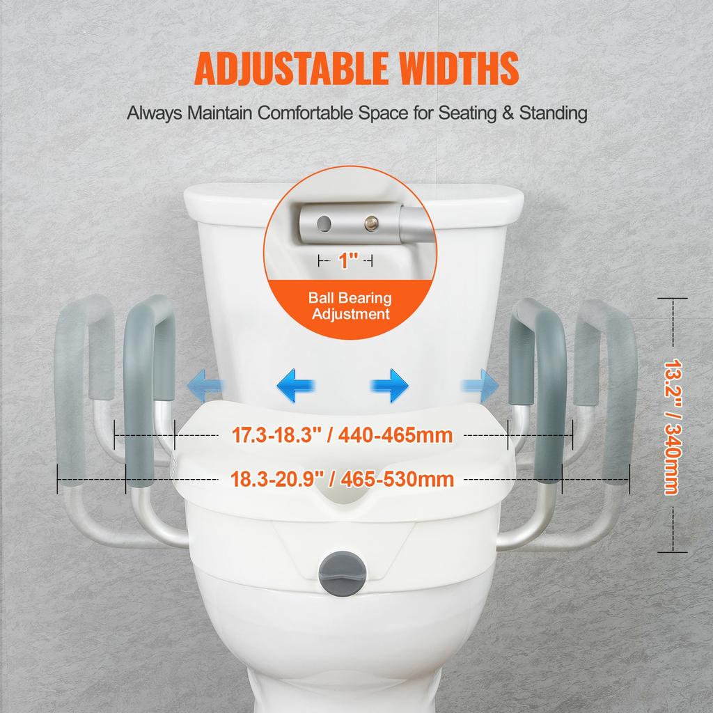 VEVOR Raised Toilet Seat 5" (12.7 Cm) Height Raised 350 Lbs/158.8 Kg for Round and Elongated Toilet