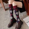 Streetwear Stripe Check Socks Elastic British Style Long Socks Unique Knee High Stockings  Girl