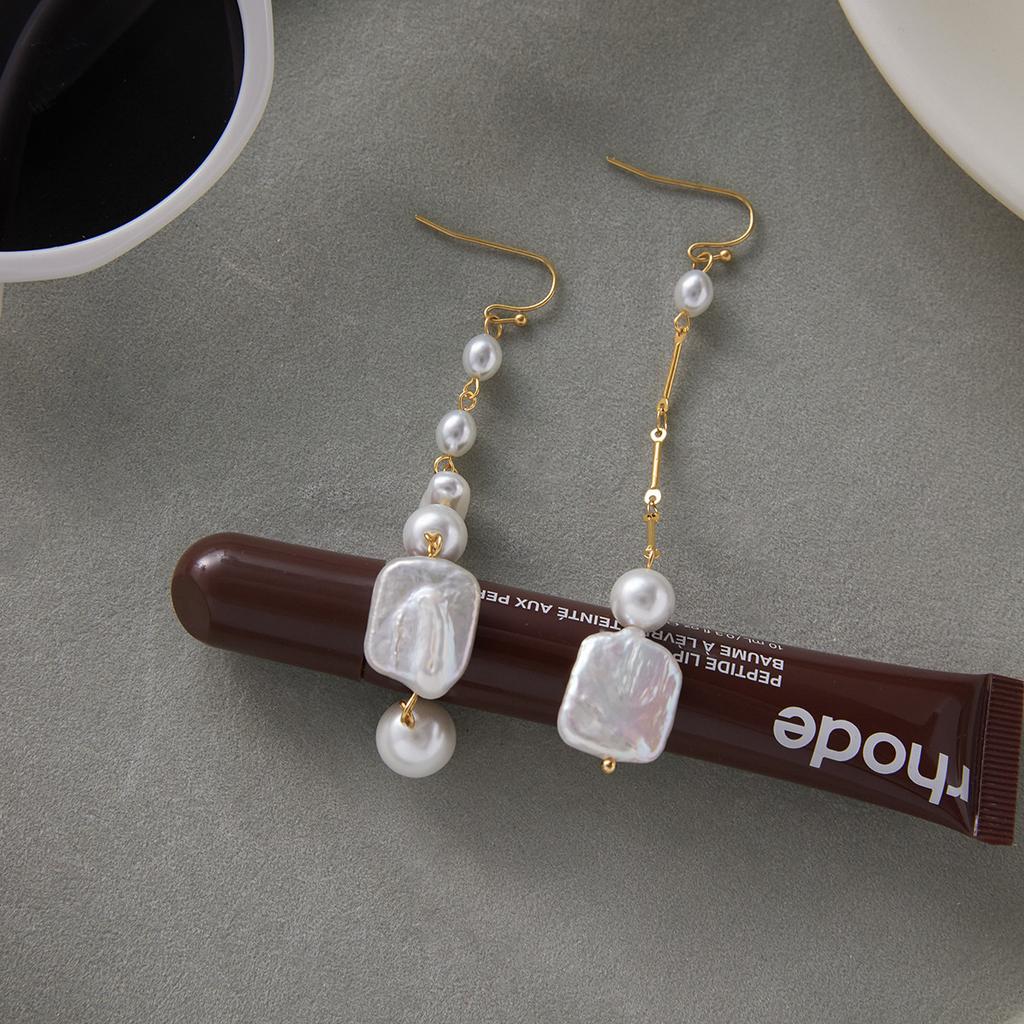 Design Elegant Elegant Wind 18K Gold, Freshwater Pearl Fringed Earrings Versatile Earrings