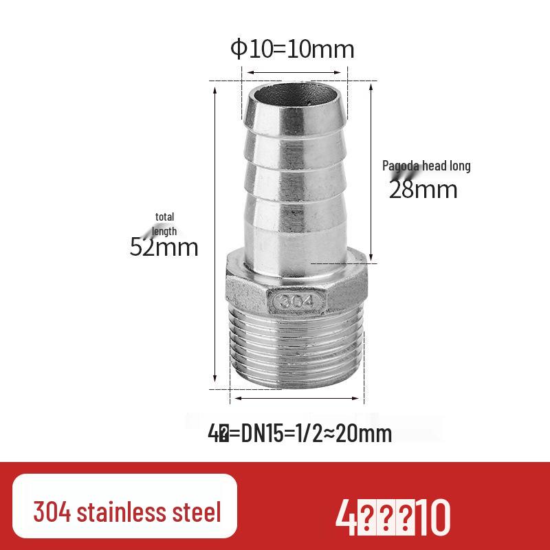 304 Stainless Steel Hex Male Thread Pagoda Fitting for Water/Air Hose