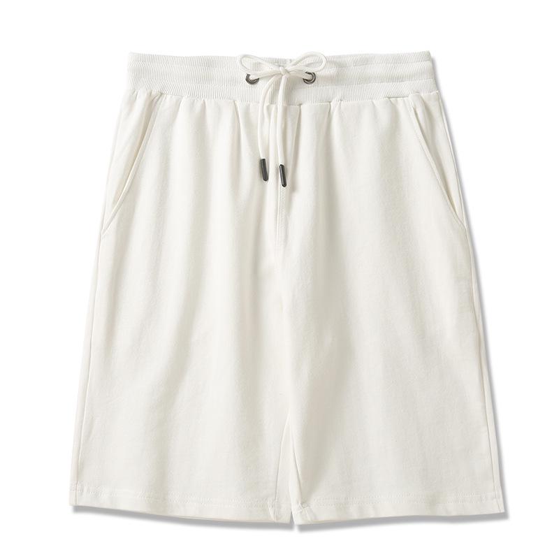 

Unisex Pure Cotton Terry Shorts with Drawstring Waist - Summer & Autumn Casual Style L 110-125 jin білий