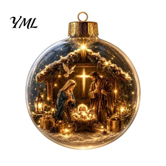 Hängende Weihnachts-Girlanden-Dekorationen Leuchtende Dekorationsbälle, Beleuchtete Ornamente mit Festlicher Szene, LED Batteriebetriebene Nachtlicht-Ornamente