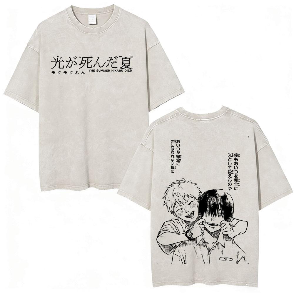 Vintage Washed Anime The Summer Hikaru Died TShirt Hikaru Yoshiki Fashion Harajuku Tshirts Mens Women Cotton Casual T Shirts