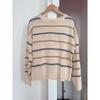 Lässige farbige gestreifte Pullover Langärmelige lockere Damenpullover