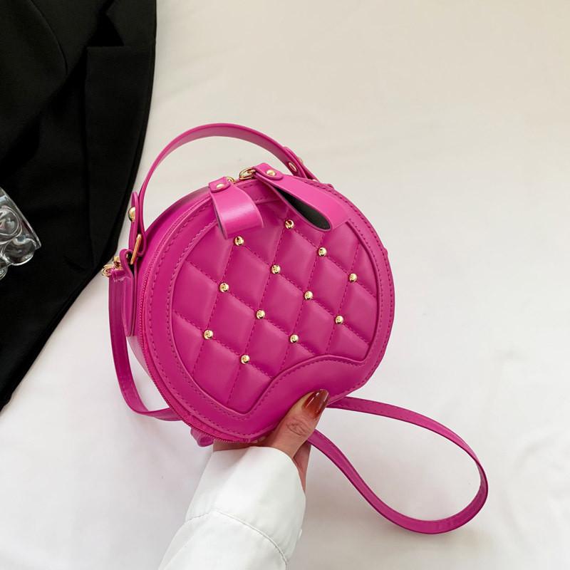 Stylish Vintage Single Shoulder Bag Chic Crossbody Bag For Women With Round Design маджента