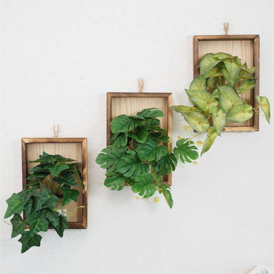 Wall Framed Artificial Plant Faux Greenery Plant in Frame Wall Decor Hanging
