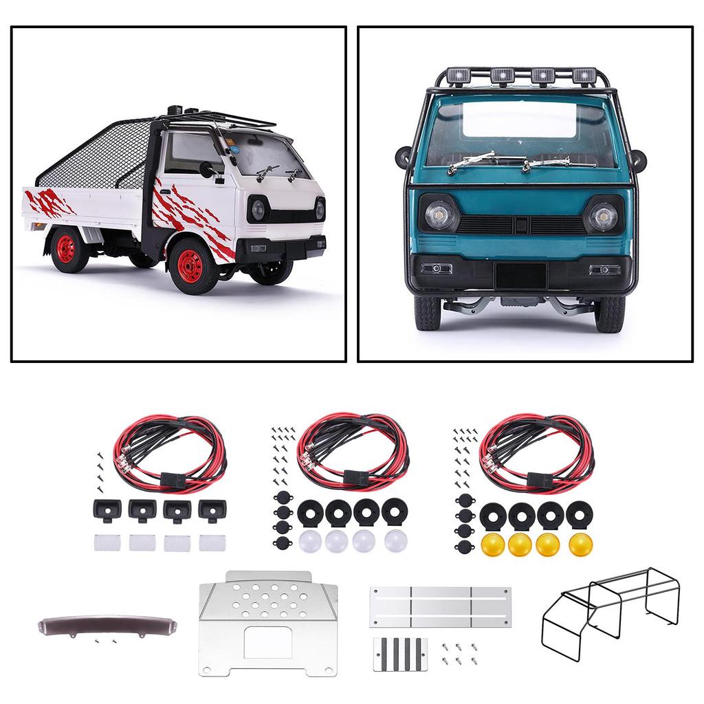 WPL D12 1/10 RC Car Upgrade Parts Metal Roll Cage Roof Light Battary Box Bottom Protection Plate Accessories