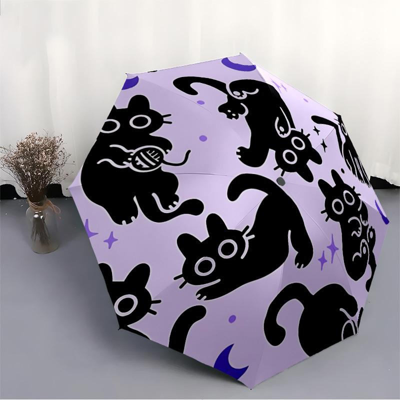 1pc Cat Moon Automatic Open/Close Umbrella, Portable Folding Umbrella for Travel, Themed Events, It is suitable as a gift for various festivals, Outdo