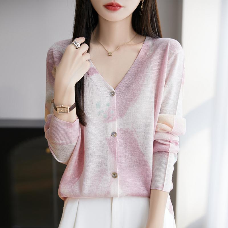 Leichte Strickjacke für Damen aus 50 % Wolle und 50 % Maulbeerseide – vielseitige Strickware für 4 Jahreszeiten für ganzjährigen Komfort und Stil