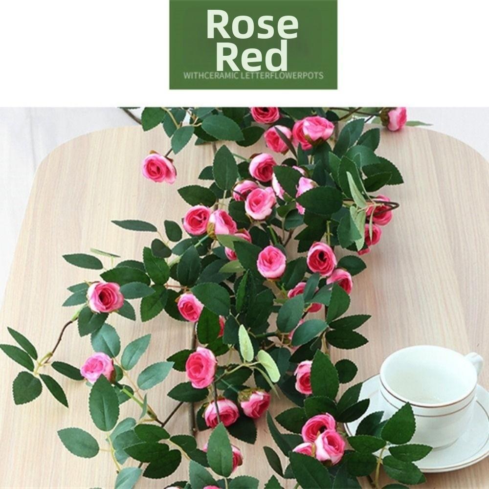 Plastic Silk Artificial Rose Vine 4 Colors Wall Decor Rattan Home Decoration