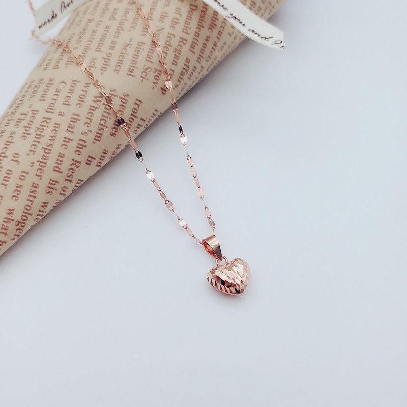 Purple Gold Gypsy Peach Heart Fashion Personality Trend Women'S Plated Rose Gold Pendant Necklace