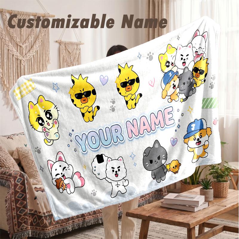 Custom Name Flannel Blanket,ENHYPEN Lightweight Warm Bed Blanket For Couch & Holiday Gift