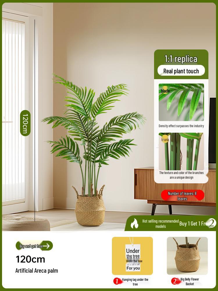 Luxury Fishtail Palm Artificial Tree for Indoor Living Room Decor - Bionic Green Plant In Pot for Floor Landscaping.